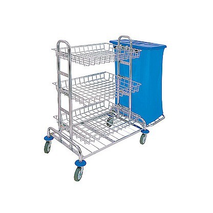 Splast chrome cleaning trolley with 3 baskets and 1x 120l or 2x 120l bag holders Splast ZS-0005,ZS-0012
