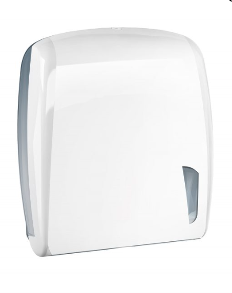 White plastic paper towel dispenser Capacity 450 sheets C or Z fold Marplast MP901
