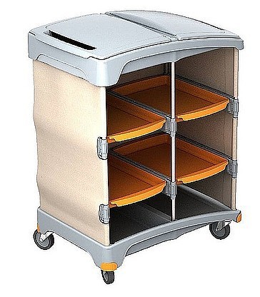 Splast plastic cleaning trolley with 4 trays and plastic cover Splast  TSH-0010