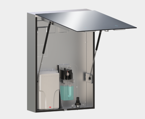Edelstahl Spiegelschrank mit integriertem Schaumseifenspender und Händetrockner ASI 10-0663-2