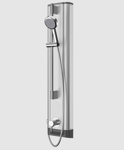 Shower panel stainless steel exposed installation single lever thermostat hand shower set hygiene unit KWC F5LT2021