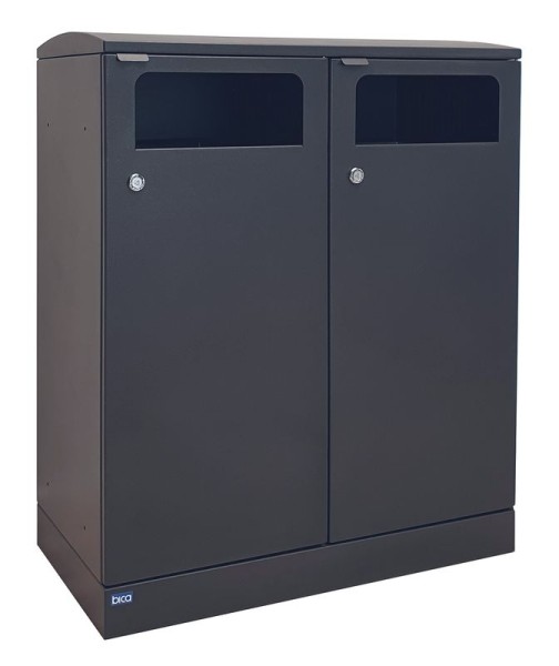 Abfallbehälter für Außenbereich aus Stahl Anthrazit 2x100 L BICA 712