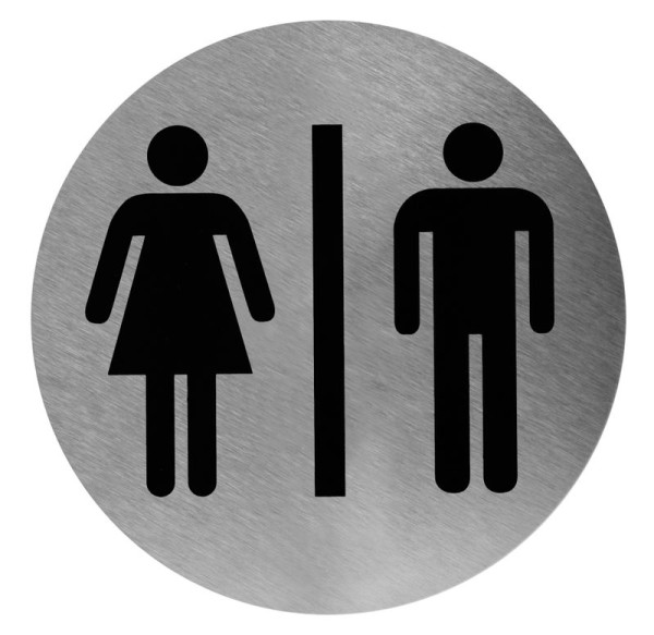 Mediclinics Edelstahl Mann & Frau Piktogramm rund für ebene Flächen Tür Waschraum Türsticker Hinweisschild Bild Toilette Wand