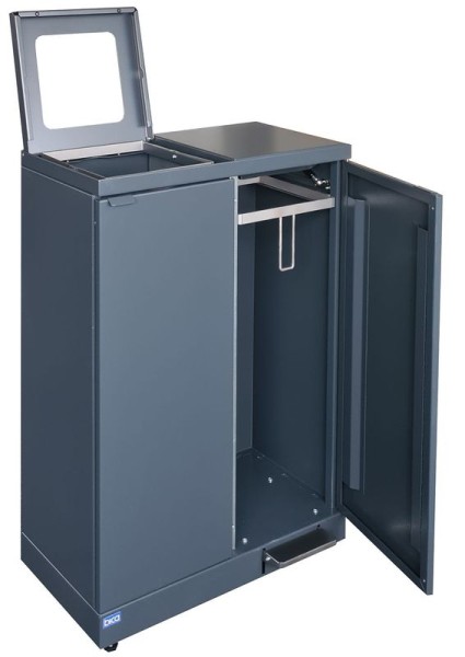 Waste station anthracite 2x65 L with steel cover and pedal with soft-close front door BICA 974