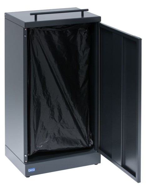 95 L waste bin with closed lid and bag holder made of steel with soft-close front door BICA 854