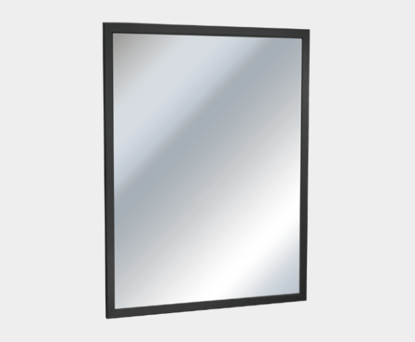 Bathroom mirror with frame in stainless steel matt black ASI