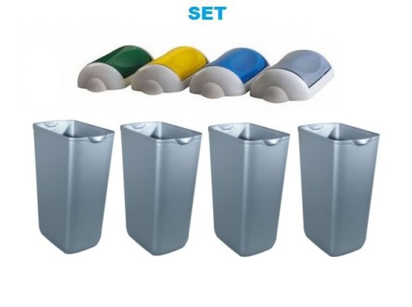 SET waste separation ''Swing'' 4x marplast MP742 waste bin 23l satin + 4x lids by Marplast Marplast S.p.A. MP742,MP742