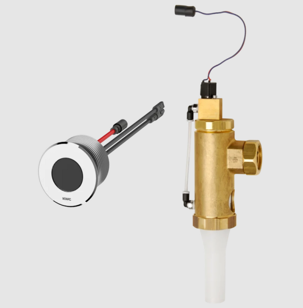 Toilet flush valve combination design rear wall installation opto-electronically controlled sensor KWC F5EF4002