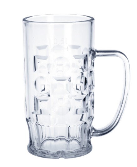 Beer mug 0,3l - 0,5l SAN crystal clear plastic dishwasher safe and food safe Schorm GmbH 9003,9005,9007