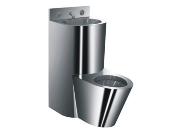 Ensemble lavabo et toilette en acier inoxydable Simex avec robinet de vidange et minuterie Simex 3116