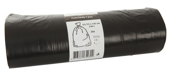 Waste bags 65/25x145x0.012, V-Part black   Z65/25x145x0.012