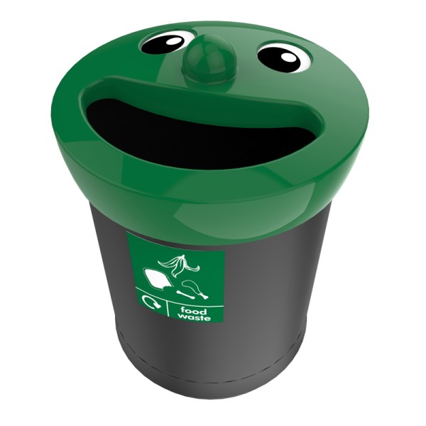 Smiley Face Bin 52 liters, food waste black, green   VB 719440