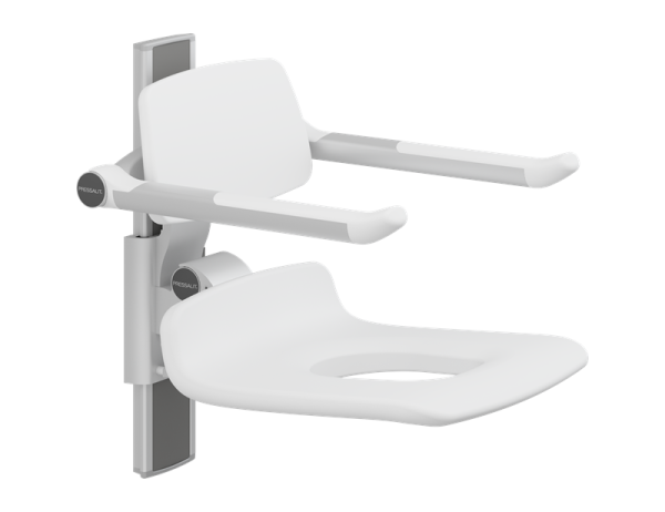 Duschsitz Pflegeöffnung Rückenlehne Armlehne belastbar bis 300 kg weiß Pressalit R7435000