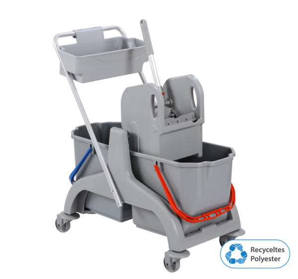 rPET cleaning trolley Eco small 2 x 18 liter bucket press recycled plastic bellanet 50482.00