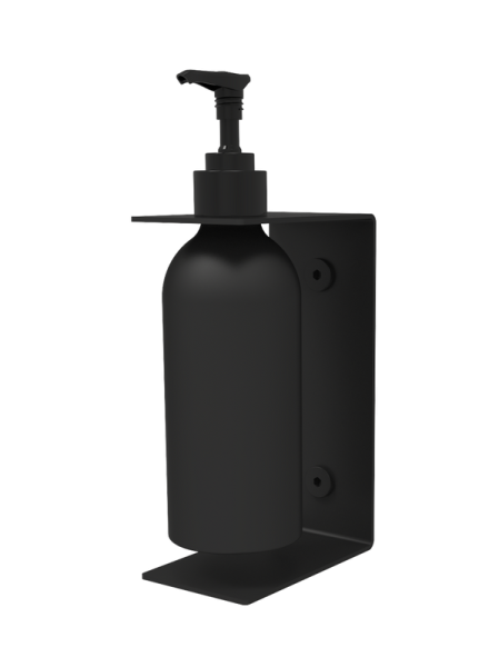 Pump bottle holder PALERMO with modern design in black Small stainless steel wall mounting Fink
