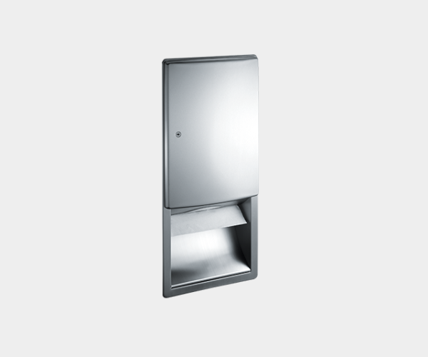 Stainless steel paper towel dispenser for installation, lockable