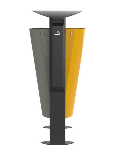 Rossignol Arkea free standing bin 2 x 60L made of steel with 3L ashtray in 3 colours Rossignol 56377,56378,56379