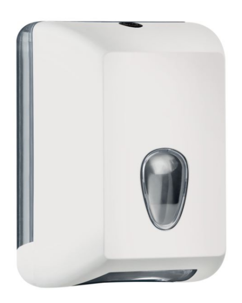 White toilet paper dispenser made of high-quality plastic for wall mounting