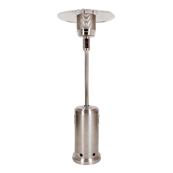 Mushroom-shaped gas heater with rollers for outdoor use Polished stainless steel Simex 08016