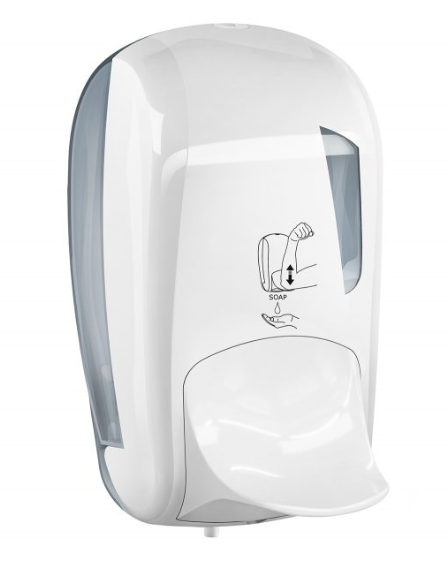 White Hospital Liquid Soap Dispenser with Elbow Lever Capacity 1.0 L Marplast MP943