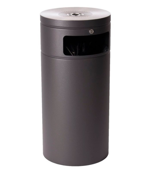 Anthrazitgrauer Abfallbehälter 50/75 L für Außenbereich aus Stahl mit Aschenbecher BICA 5070