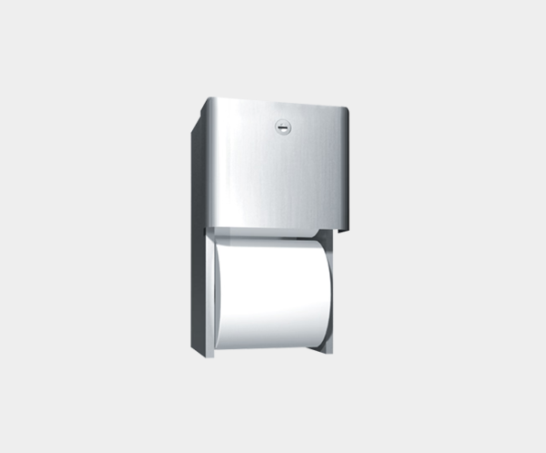 Toilet paper dispenser made of stainless steel for 2 toilet paper rolls, wall mounting