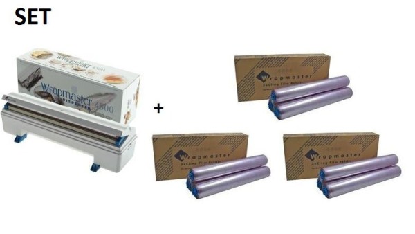 SET Efficient Wrapmaster WM4500 dispenser + 3 carton cling film of polyethylene Wrapmaster 63M91,3x18C15