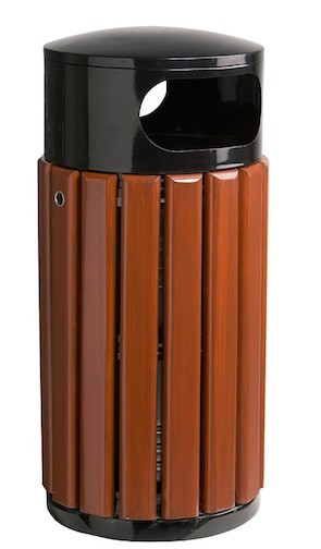 Abfallbehälter zum Aufstellen oder zur Bodenbefestigung aus Latten aus Kampferholz Rossignol 57996,5821