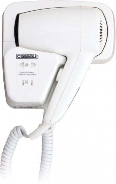 Casselin weißer Haartrockner 1200 Watt - 2 Trocknungsstufen - mit Rasiersteckdose Casselin CSC1