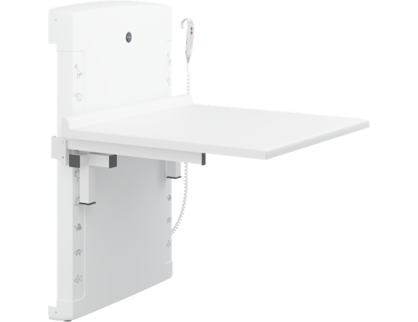 Robust changing table with electric height adjustment and folding function 800 x 900 mm