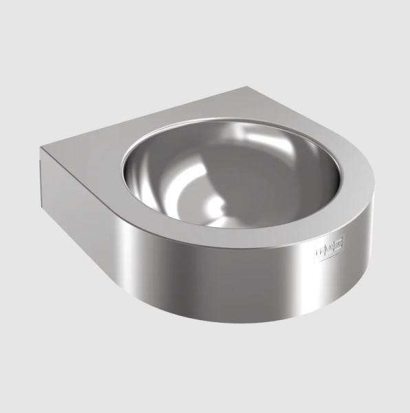 KWC ANIMA single washbasin, chrome-nickel steel, satin finish, round basin, semi-circular washbasin shape WB260WM