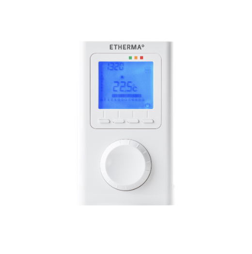 Etherma ET-14A wireless room thermostat with clock, LCD display and weekly program 40595
