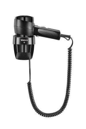 Wall-mounted hair dryer with spiral cable 1600 watts plastic black Valera 17147