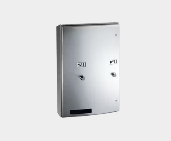 Wall-mounted sanitary towel and tampon dispenser Stainless steel ASI 204684-F-9