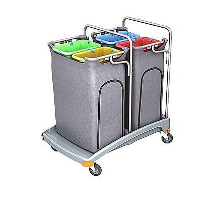 Splast waste trolley with 4x 70l bag holders and side covering - lid optional Splast TSO-0023 - TSO-0024