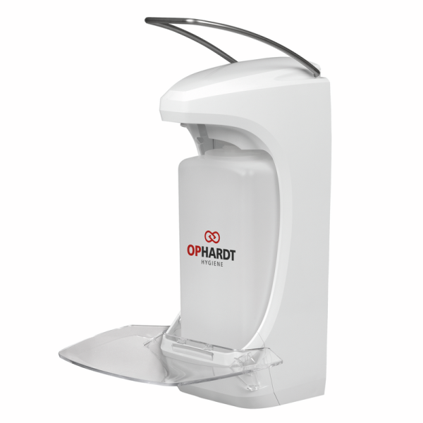 RX 10 M Euro dispenser with drip tray, non-lockable operating lever white Ophardt 4402739