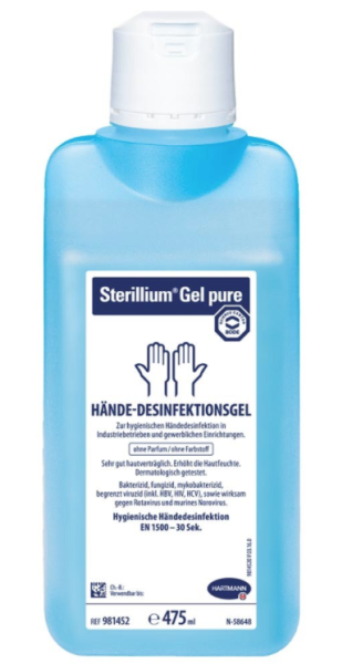 Sterillium® Gel Händedesinfektionsmittel auf Ethanolbasis erhöht die Hautfeuchte Paul Hartmann Ges.m.b.H.  9810950,9804150,9813782