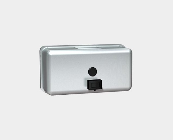 Soap dispenser made of high-quality stainless steel for wall mounting and with push button ASI model 0345