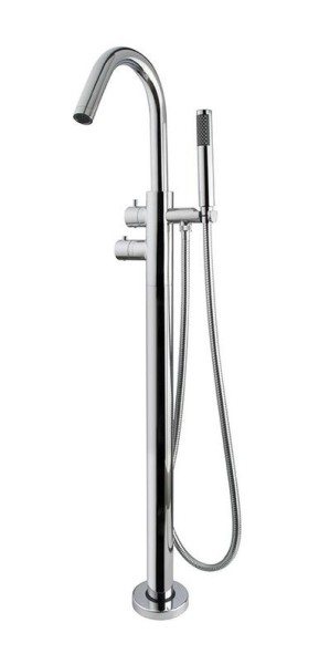 Wiesbaden freestanding thermostatic bath mixer tap Caral in black, stainless steel-or chromelook. Article nrs. 29.4070, 29.4071, 29.2070.