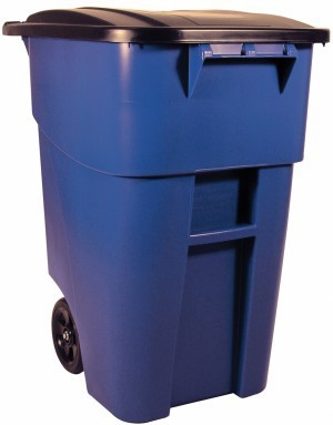 RUBBERMAID rollout container made of polyethylen in green or blue with lid Rubbermaid 