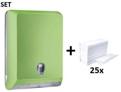 SET Marplast papertowel dispenser MP830 green made of plastic + papertowels Marplast S.p.A. MP830,10102