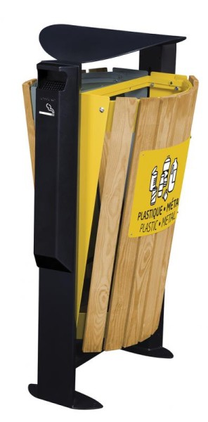 Rossignol Arkea free standing bin 2 x 60L made of wood and 3L ashtray in 3 colours Rossignol 56369,56370,56371