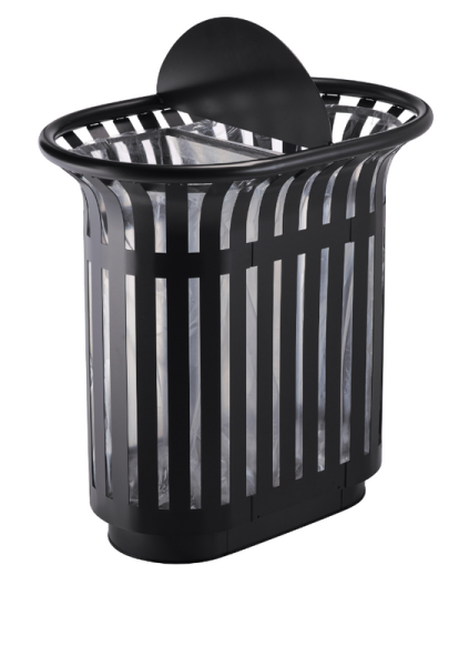 Recycelbarer Müllsammlungsbehälter mit Hinweisschild aus Stahl mangangrau Rossignol 54526