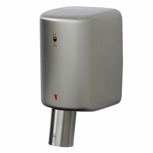 Stylish cylindrical turbo hand dryer made of brushed stainless steel Dan Dryer 244