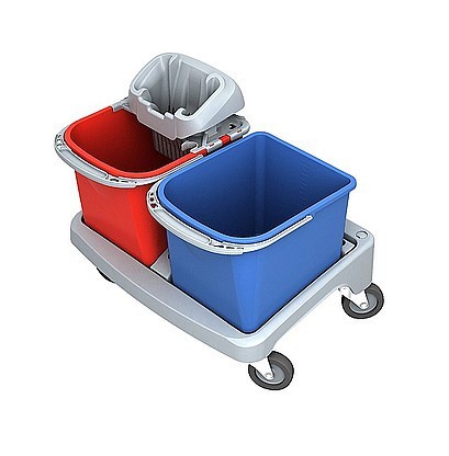 Splast plastic cleaning trolley with PIKO wringer and 2 buckets each 20 l Splast  TSSP-0001