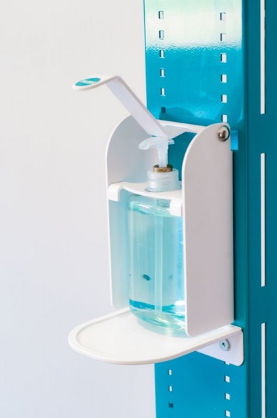 Disinfectant dispenser Refillable for disinfectant, with manual lever operation