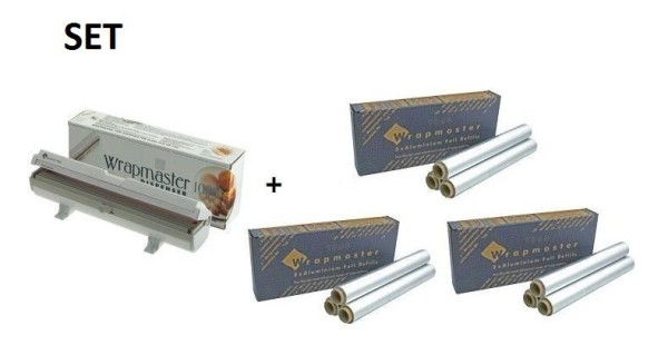 SET Effizienter Wrapmaster-Spender WM1000 und 3 Pack. Aluminiumfolie 1000 Wrapmaster 63M10,3x34C27