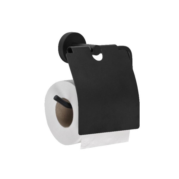 Toilet roll holder lid protection stainless steel wall mounting black Simex 05154