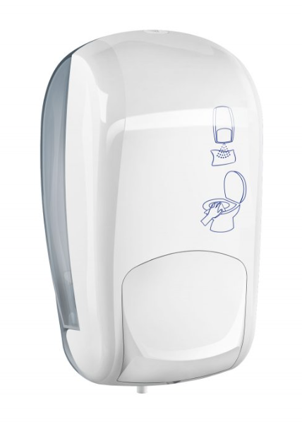 Weißer Desinfektionsspender für WC-Sitz zur Wandmontage aus Kunststoff Nachfüllbar 1 l Marplast MP954
