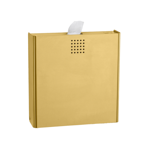 Hygiene waste container with integrated hygiene bag dispenser in brass ME-400